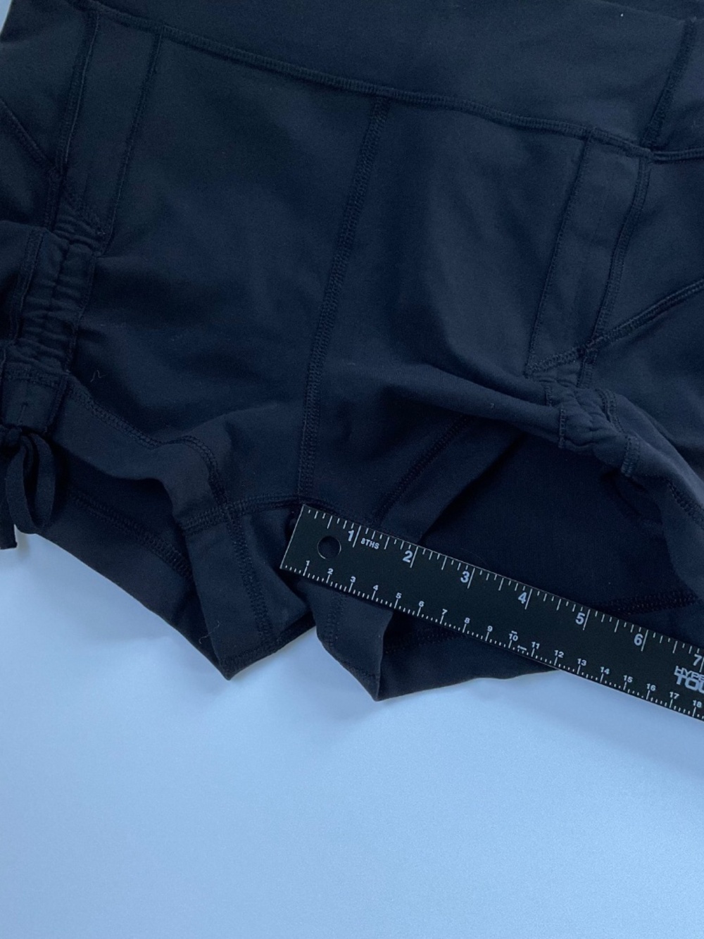 Lululemon Liberty Shorts Sz 2 Black Cinch Ties High Rise Athleisure Gym Jogging - Picture 6 of 8